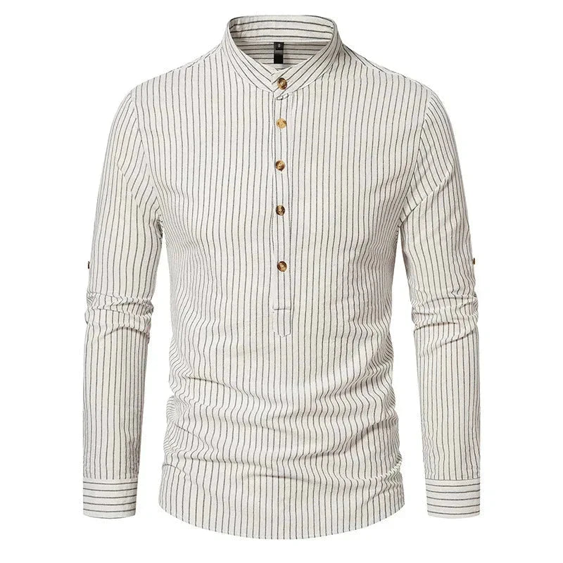 Camisa Masculina Gola Padre 100% Algodão CAMISA06 G2 Sr Alpha Beige P