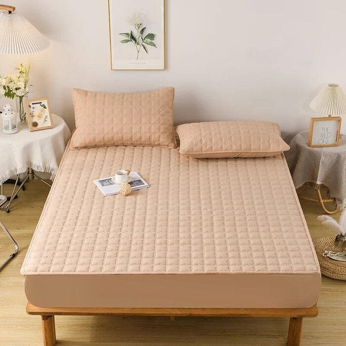 Capa Para Colchão Impermeável MaxFlex + 2 Fronhas Luxo UNISSEX - CASA - CAPA PARA COLCHAO 1 Dm Stores Bege SOLTEIRO (200x90CM)