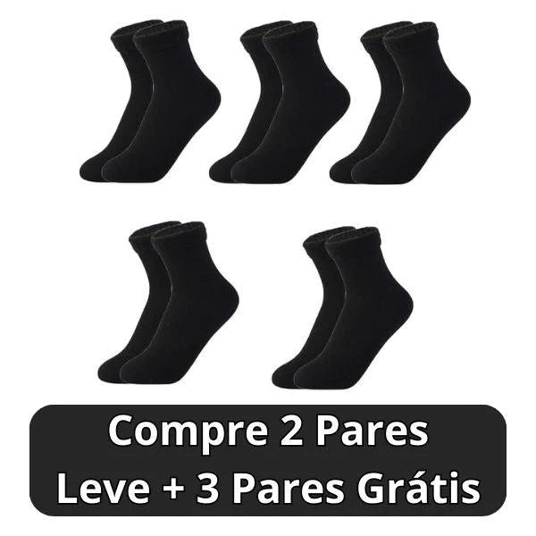 Meia Nuvem- Pés Quentes Térmica (Aveludada) + BRINDE SURPRESA Roupas (Meias 5) Dm Stores 5 UNIDADES (COMPRE 2 LEVE 5) Preto