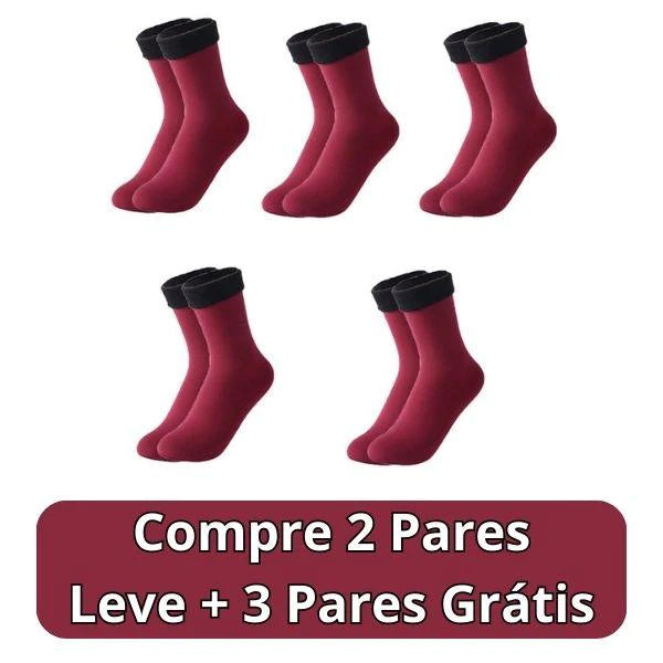 Meia Nuvem- Pés Quentes Térmica (Aveludada) + BRINDE SURPRESA Roupas (Meias 5) Dm Stores 5 UNIDADES (COMPRE 2 LEVE 5) Vermelho