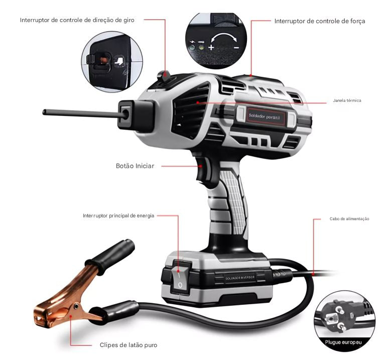 SparkPro™ – Soldador Profissional Portátil 5 em 1 FERRAMENTA - SOLDADOR - PORTÁTIL Dm Stores
