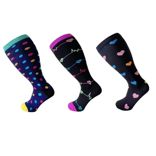 Meias de Compressão ConfortLife Plus Size (Kit 3 Pares) Roupas (Meias 2) Dm Stores KIT B XX