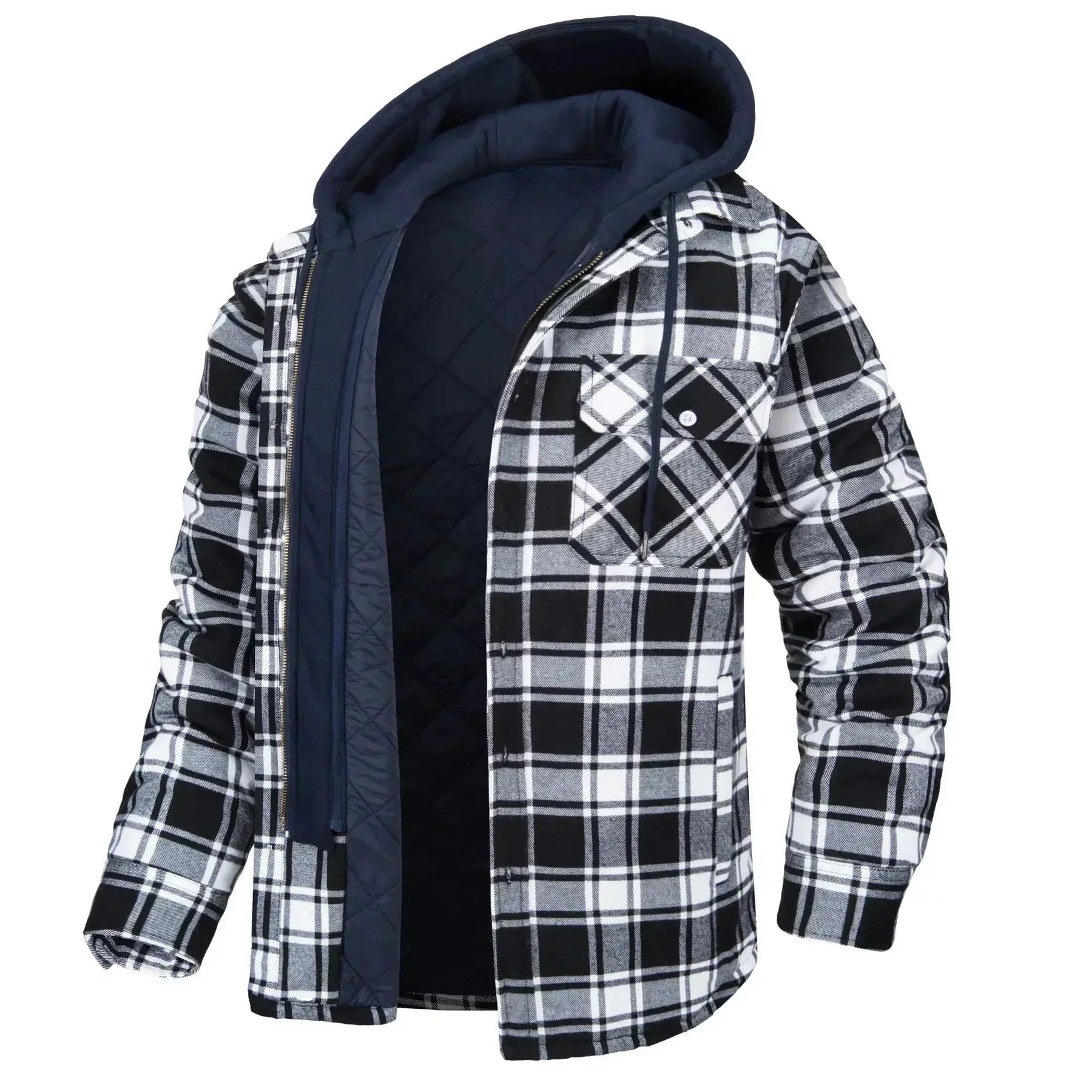 Casaco Masculino Quadriculado Para Inverno com Capuz Forro de Algodão - (Promoção de Inverno 2026)