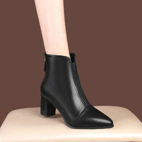 Bota de Couro Casual de Salto LeatherTrim