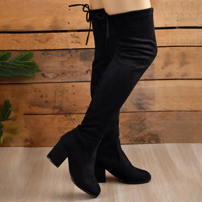 Bota Longa feminina de Camurça Modelo Ajustável