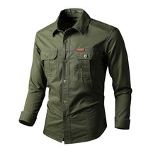 Camisa Comprida Military Com Bolsos, Botões e Design Único Original - Brinde: Relógio A Prova D'Água MASCULINO - ROUPAS - CAMISA 5 Dm Stores Verde P 