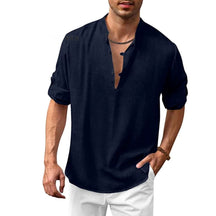 Camisa de Manga Comprida Masculina Hawaiian MASCULINO - ROUPAS - CAMISETA 2 Dm Stores Azul Marinho M 
