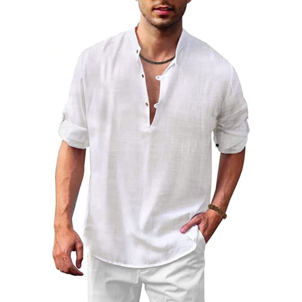Camisa de Manga Comprida Masculina Hawaiian MASCULINO - ROUPAS - CAMISETA 2 Dm Stores Branco M 