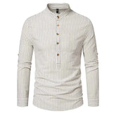 Camisa Masculina Gola Padre 100% Algodão CAMISA06 G2 Sr Alpha Beige P 