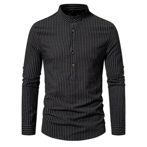 Camisa Masculina Gola Padre 100% Algodão CAMISA06 G2 Sr Alpha Preto P 
