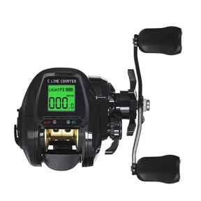 Carretilha De Pesca Com Contador Digital Esportes (Carretilha de Pesca 9) Dm Stores Direito Preto 
