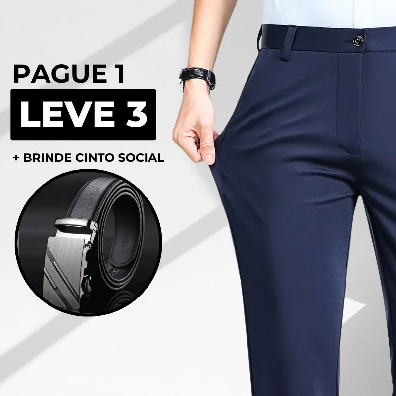 COMPRE 1 E LEVE 3 | Kit Clássico Alfaiataria – Calças Sociais + Cinto de Brinde MASCULINO - ROUPAS - CALÇA 13 Dm Stores 