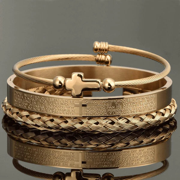 Conjunto 3 Pulseiras Crucifixo PAI NOSSO Joias & Acessórios (Pulseira 2) Dm Stores 