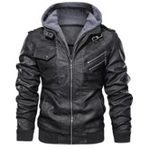 Jaqueta de Couro Masculina com Capuz Jaqueta de Couro Masculina com Capuz Removível Sr Alpha Preto P 