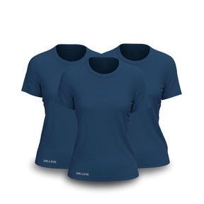 Kit 3 Camisetas Tecnológicas Femininas FitneSmart - Anti Suor FEMININO - ROUPAS - CAMISETA 3 Dm Stores 3 Azul P 