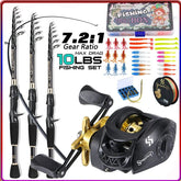 Kit Pesca Premium Completo Pescaria (Kit de Pesca 3) Dm Stores Vara 1.80 M e Manivela Carretilha Lado Esquerdo Amarelo 