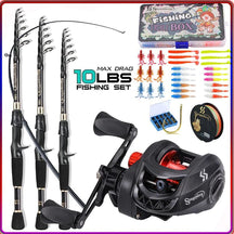 Kit Pesca Premium Completo Pescaria (Kit de Pesca 3) Dm Stores Vara 1.80 M e Manivela Carretilha Lado Esquerdo Vermelho 