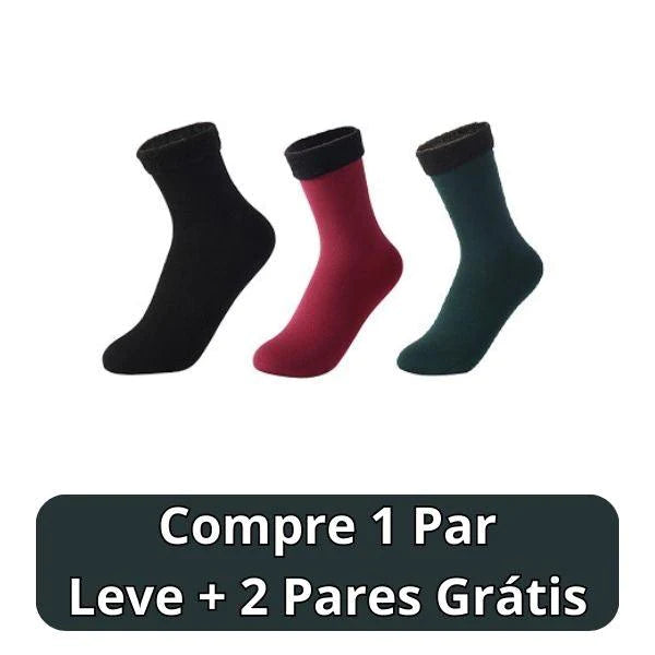Meia Nuvem- Pés Quentes Térmica (Aveludada) + BRINDE SURPRESA Roupas (Meias 5) Dm Stores 3 unidades (COMPRE 1 LEVE 3) Misto 
