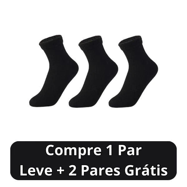 Meia Nuvem- Pés Quentes Térmica (Aveludada) + BRINDE SURPRESA Roupas (Meias 5) Dm Stores 3 unidades (COMPRE 1 LEVE 3) Preto 