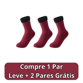 Meia Nuvem- Pés Quentes Térmica (Aveludada) + BRINDE SURPRESA Roupas (Meias 5) Dm Stores 3 unidades (COMPRE 1 LEVE 3) Vermelho 