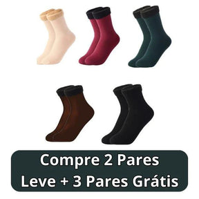 Meia Nuvem- Pés Quentes Térmica (Aveludada) + BRINDE SURPRESA Roupas (Meias 5) Dm Stores 5 UNIDADES (COMPRE 2 LEVE 5) Misto 