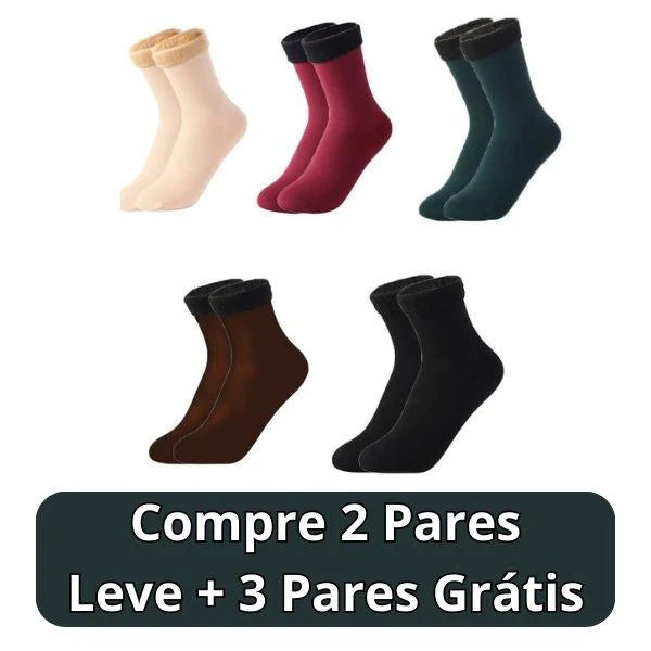 Meia Nuvem- Pés Quentes Térmica (Aveludada) + BRINDE SURPRESA Roupas (Meias 5) Dm Stores 5 UNIDADES (COMPRE 2 LEVE 5) Misto 