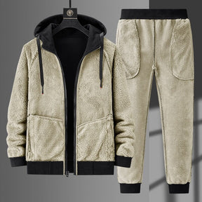 Conjunto de Moletom Plus Size forrado por dentro - CurveComfort Roupas (Jaqueta Masculina 2) Dm Stores Bege 