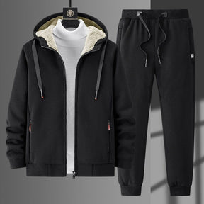 Conjunto de Moletom Plus Size forrado por dentro - CurveComfort Roupas (Jaqueta Masculina 2) Dm Stores Preto 