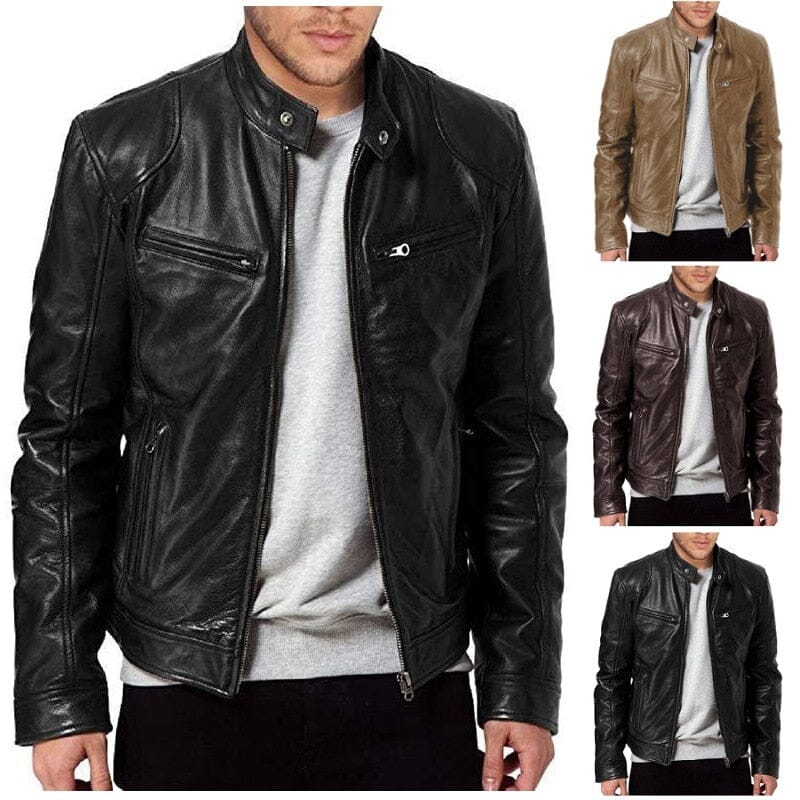 Jaqueta Masculina em Couro PU Estilo Sofisticado e Minimalista Roupas (Jaqueta Masculina 10) Dm Stores 
